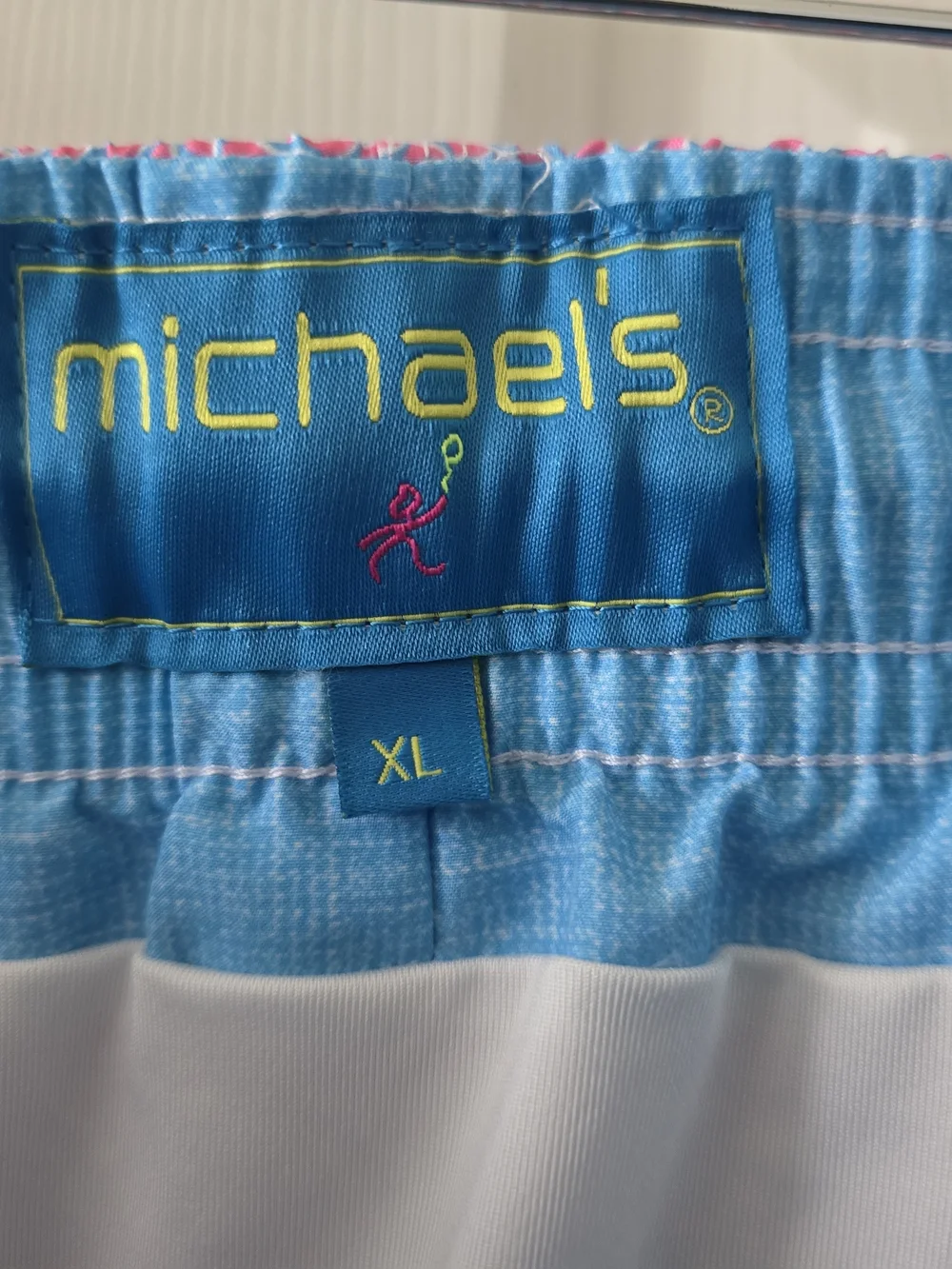Michael’s Men’s Pink Geometric Swim Trunks XL Preppy Beach Shorts